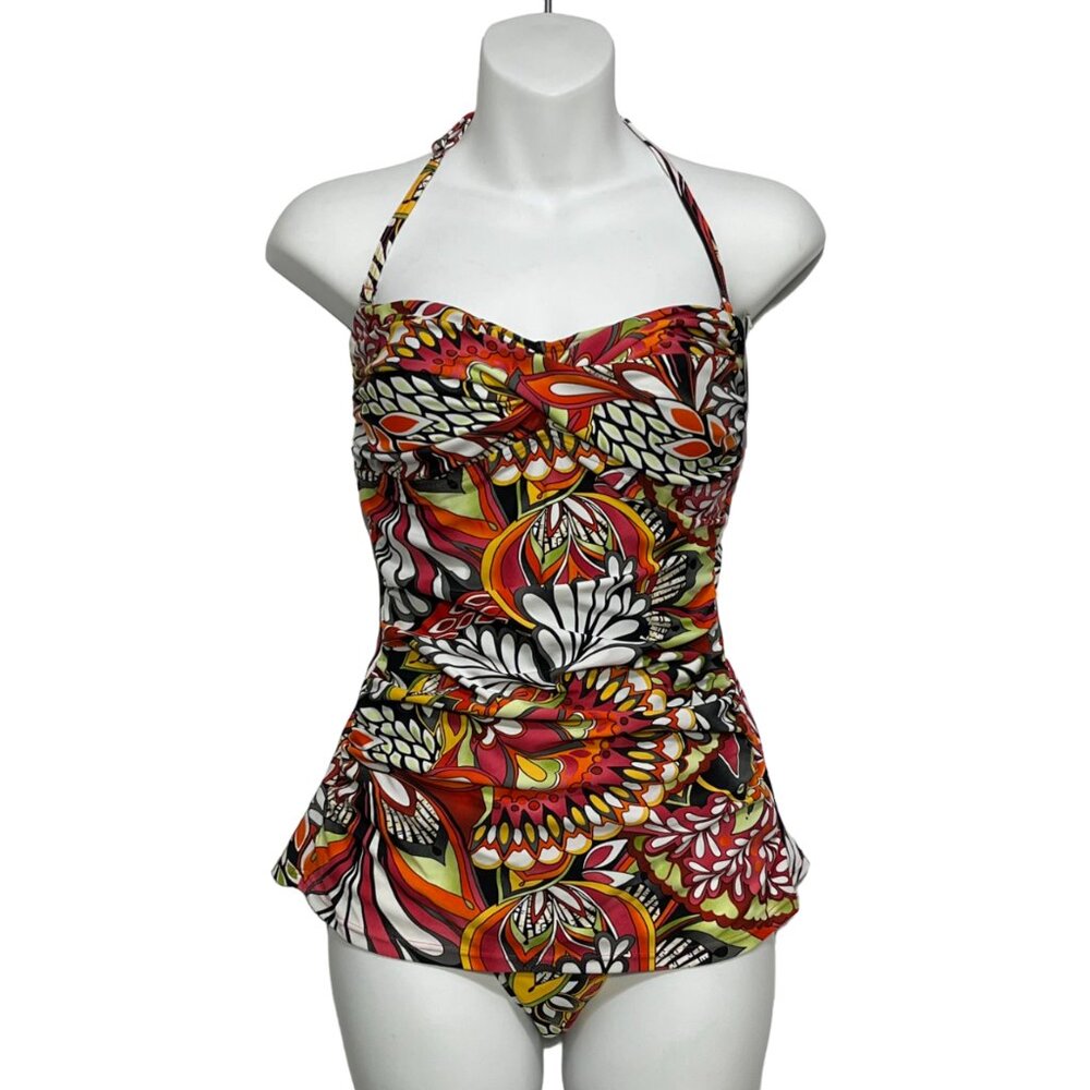 BIKINI BAY Multi-Colored Floral Design Lycra 1PC Swimsuit Size 8 NWT